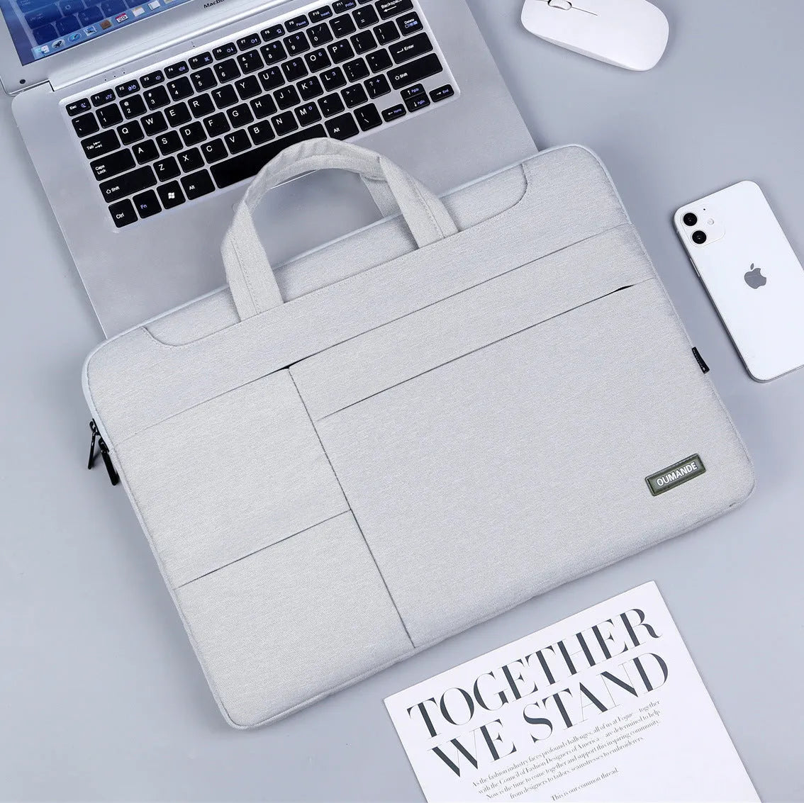 15.6-inch Oxford cloth laptop bag in dark grey colour with waterproof properties