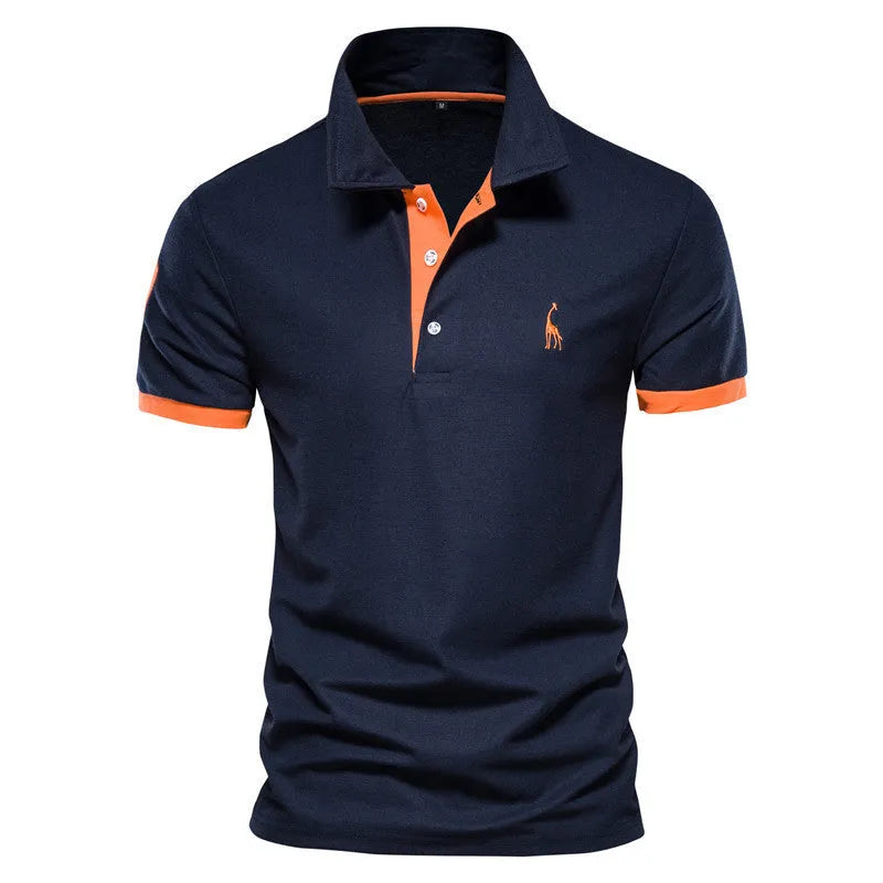 Men's slim-fit T-shirt with embroidered deer design on front in various colour options
