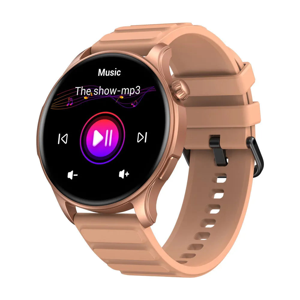 Btalk 3 Pro smart watch in grey colour showing AMOLED display with fitness stats.
