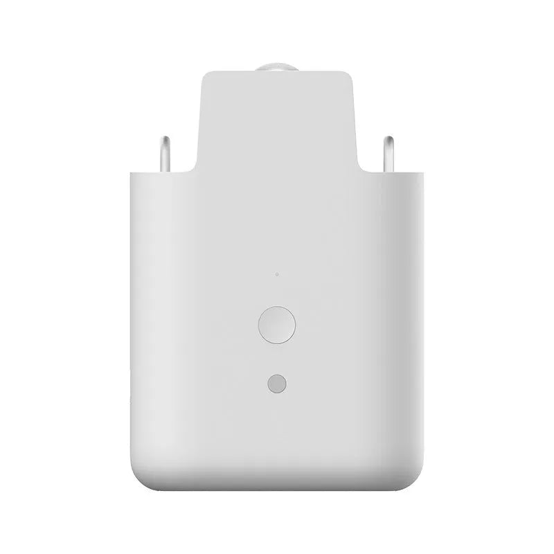 White USB rechargeable automatic curtain opener motor with wireless remote control.