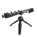 Aluminium ice fishing rod holder bracket with tripod base supporting small fishing rod