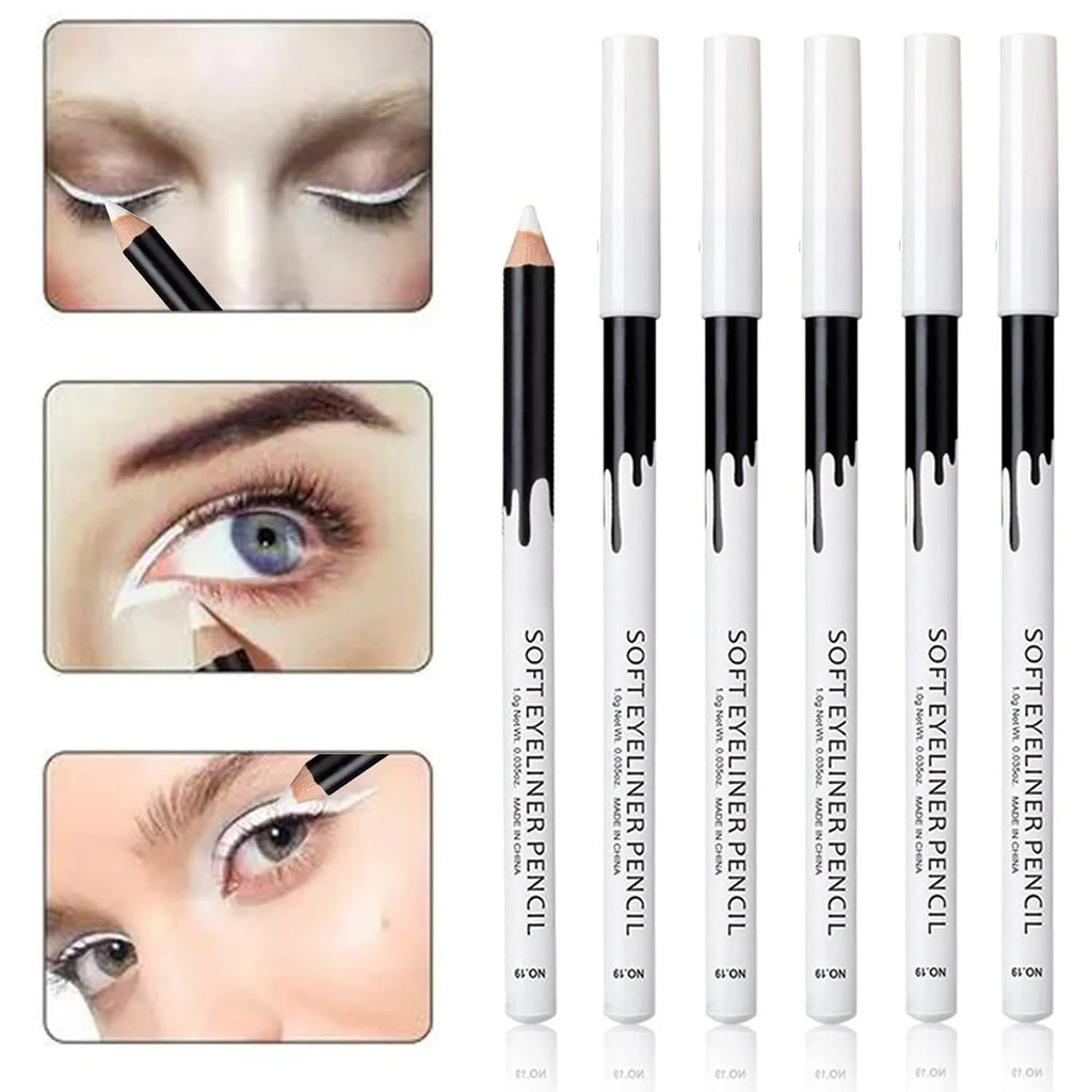 12 white and black retractable makeup pencils with sharpener for eyebrows, eyeshadow and lips