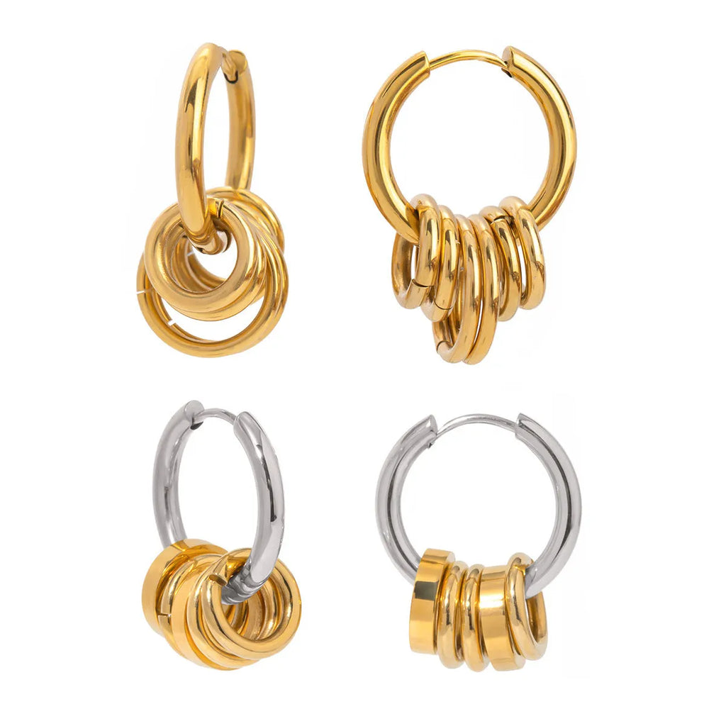 Stainless steel electroplated earrings with ins style design in two colour variations