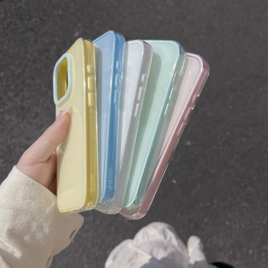 iPhone silicone phone case in jelly solid blue colour showing all-inclusive design