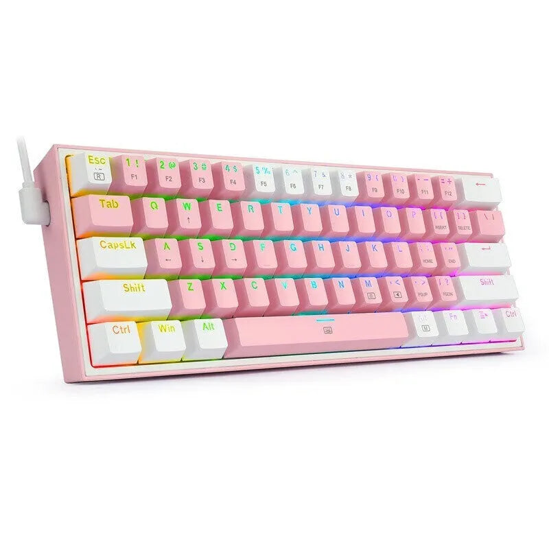 K617 RGB mechanical keyboard with backlit keys and multimedia controls in white pink colour