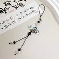 Guofeng beaded pendant keychain with Chinese-style plant and flower pattern, baking varnish finish