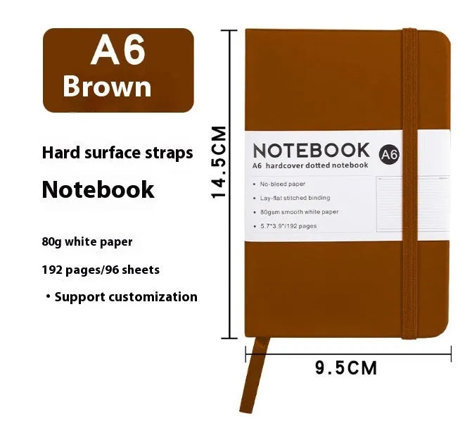 A5 PU leather strap diary with horizontal line pages in various colours including Marble Black and Skin Feeling Cyan