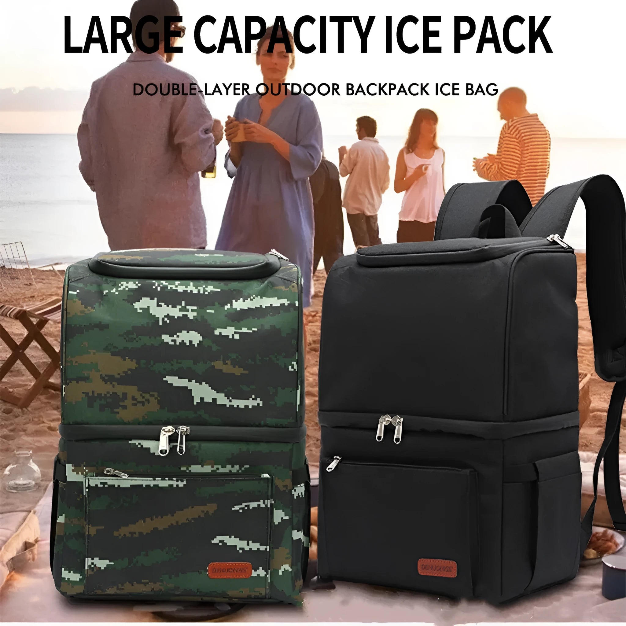 Double layer insulated waterproof picnic backpack in blue with 22-litre capacity