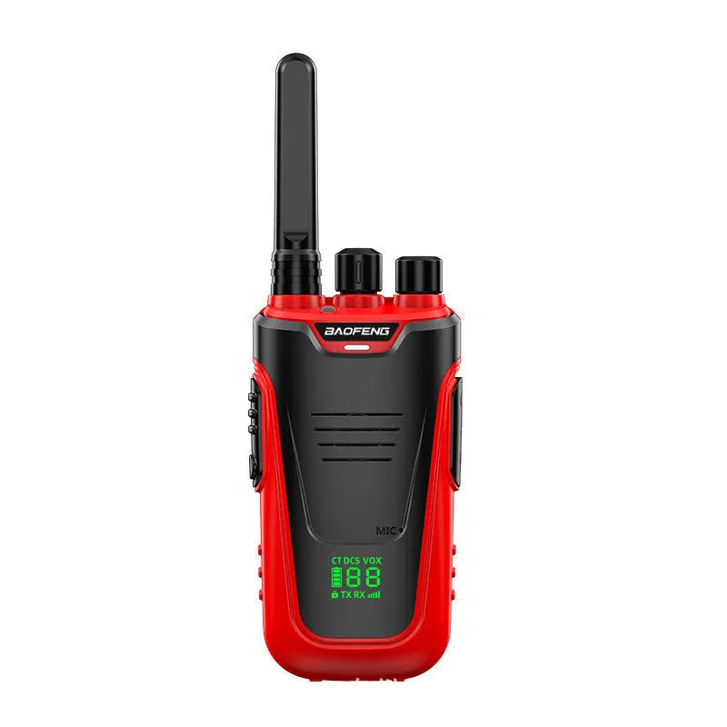 Red and yellow high-power children intercom with 8km range and USB charging port