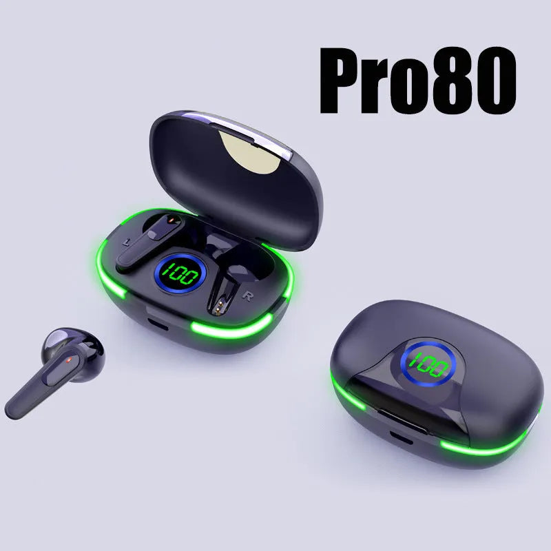 Smart touch stereo Bluetooth headset in black, PRO60 and PRO80, with 15 metre range and Jelly chip.