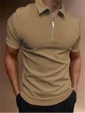Men's casual digital print polo shirt in a loose fit, shown in one of seven available colours.