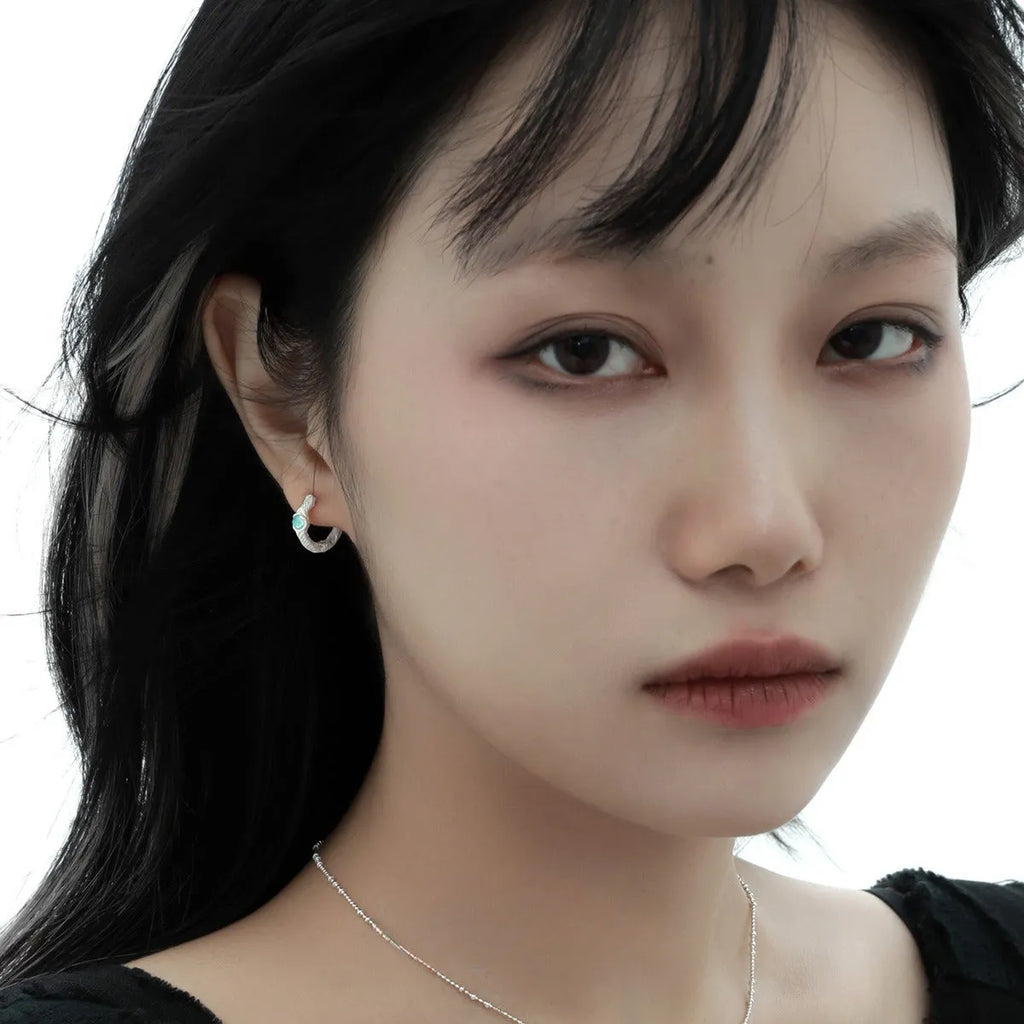925 silver burnt silver geometric round ear clip with electroplated finish, original design female jewellery
