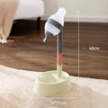 Green pet standing water dispenser with adjustable height pole and detachable bowl for cats and dogs
