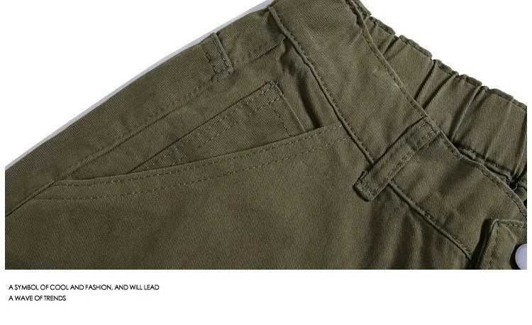 Cropped wide-leg workwear trousers in apricot colour with micro-elastic mid waist