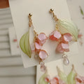 Retro Linglan flower drop earrings made from copper wire and resin, heavy industry atmosphere style