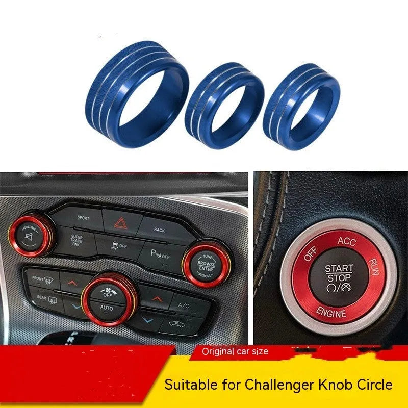 Aluminium alloy air conditioning knob decorative ring for Dodge Grand Cherokee and Challenger dashboard