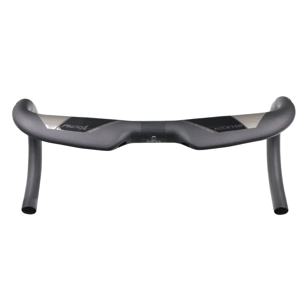Wei Bike matt carbon fibre bent profile road bicycle handlebar showing its shape
