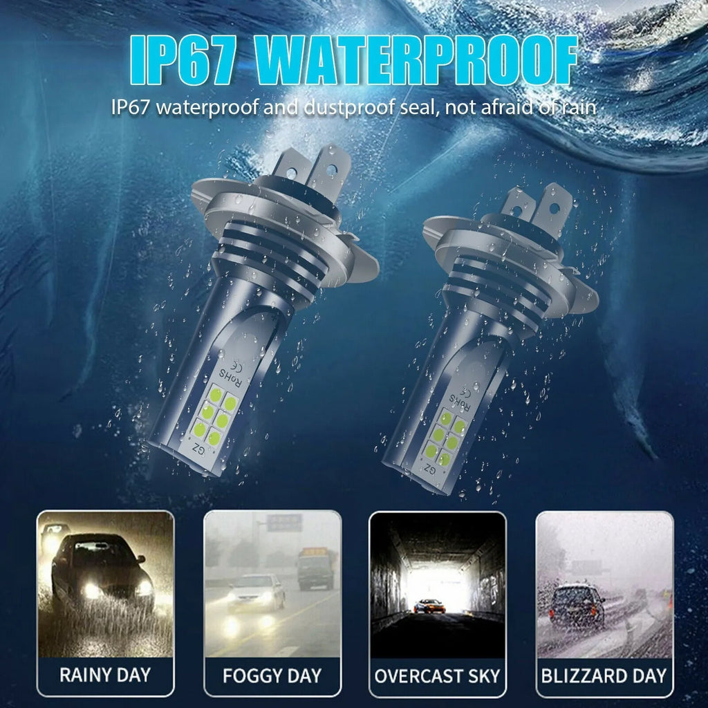 Universal 12-SMD LED car fog light bulb with aviation aluminium housing.