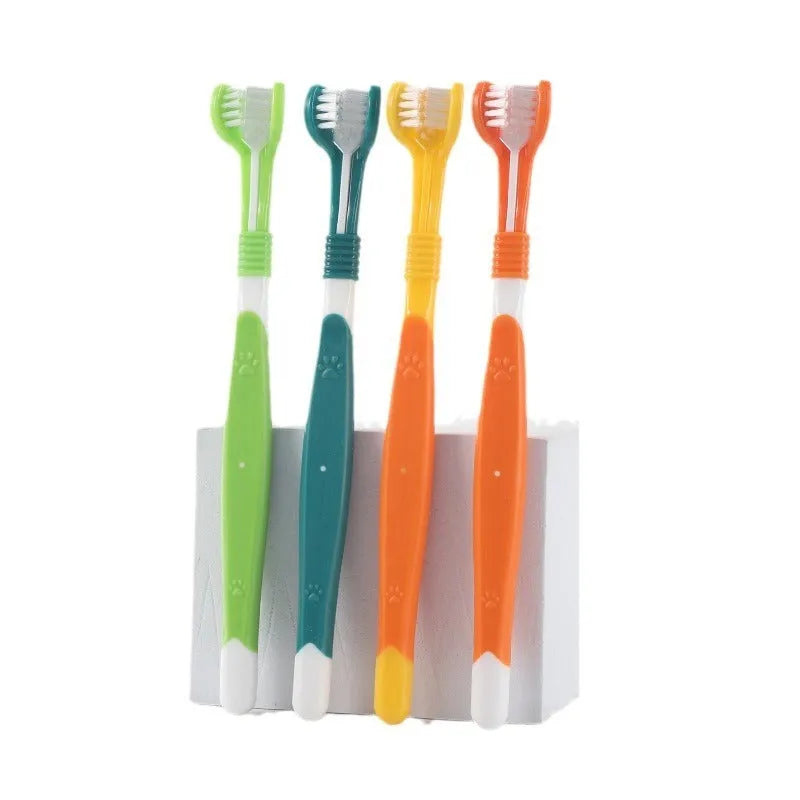 Plastic nylon pet toothbrush in multiple colour options for dog and cat dental care