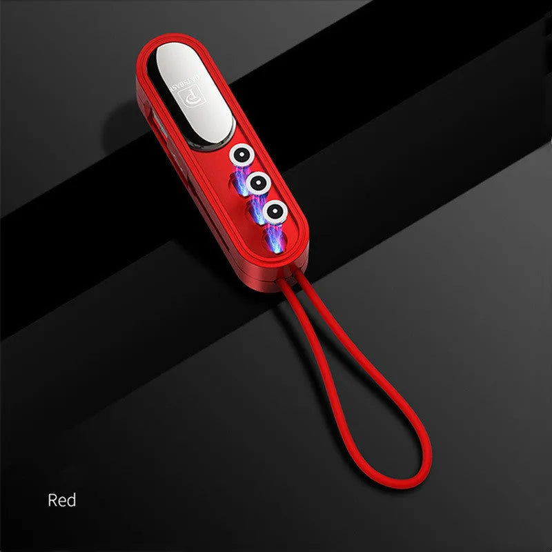 Magnetic three-in-one USB charging cable in black, white, or red measuring 0.4 metres with multiple connection options