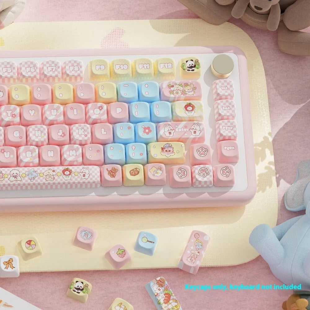 Clip Doll mechanical keyboard key cap set with cute doll design, sublimation printing, in protective box
