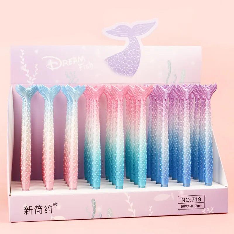 Creative cartoon mermaid pen with 0.38mm fine needle tube writing tip