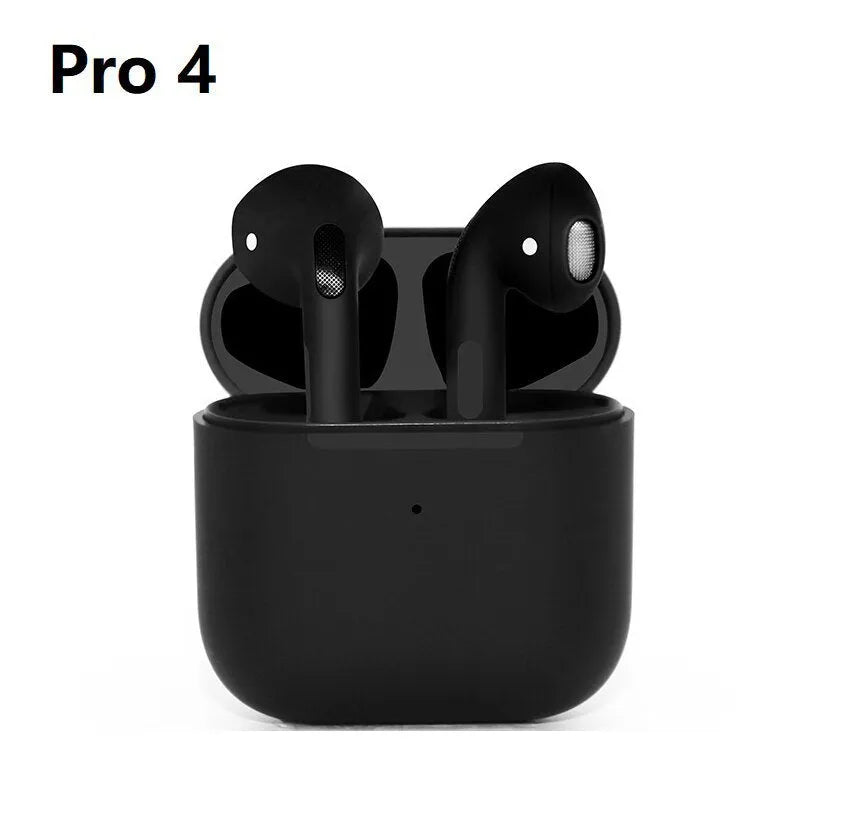 White and black Sports Pro4 wireless Bluetooth headphones with in-ear design for sports activities