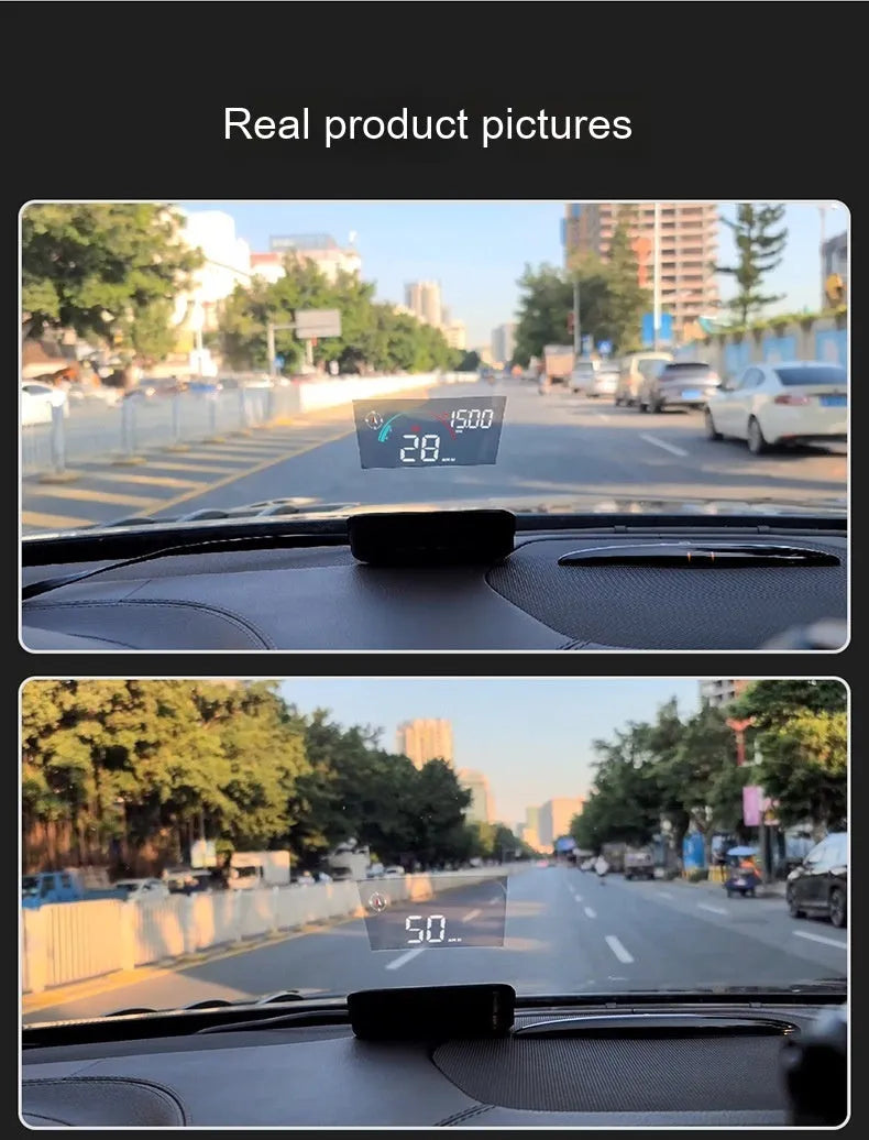 Black universal head-up display car GPS projector unit with USB cable