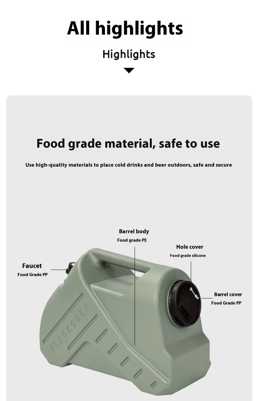 Green portable water storage tank in 13 litre or 18 litre size for camping and home use.