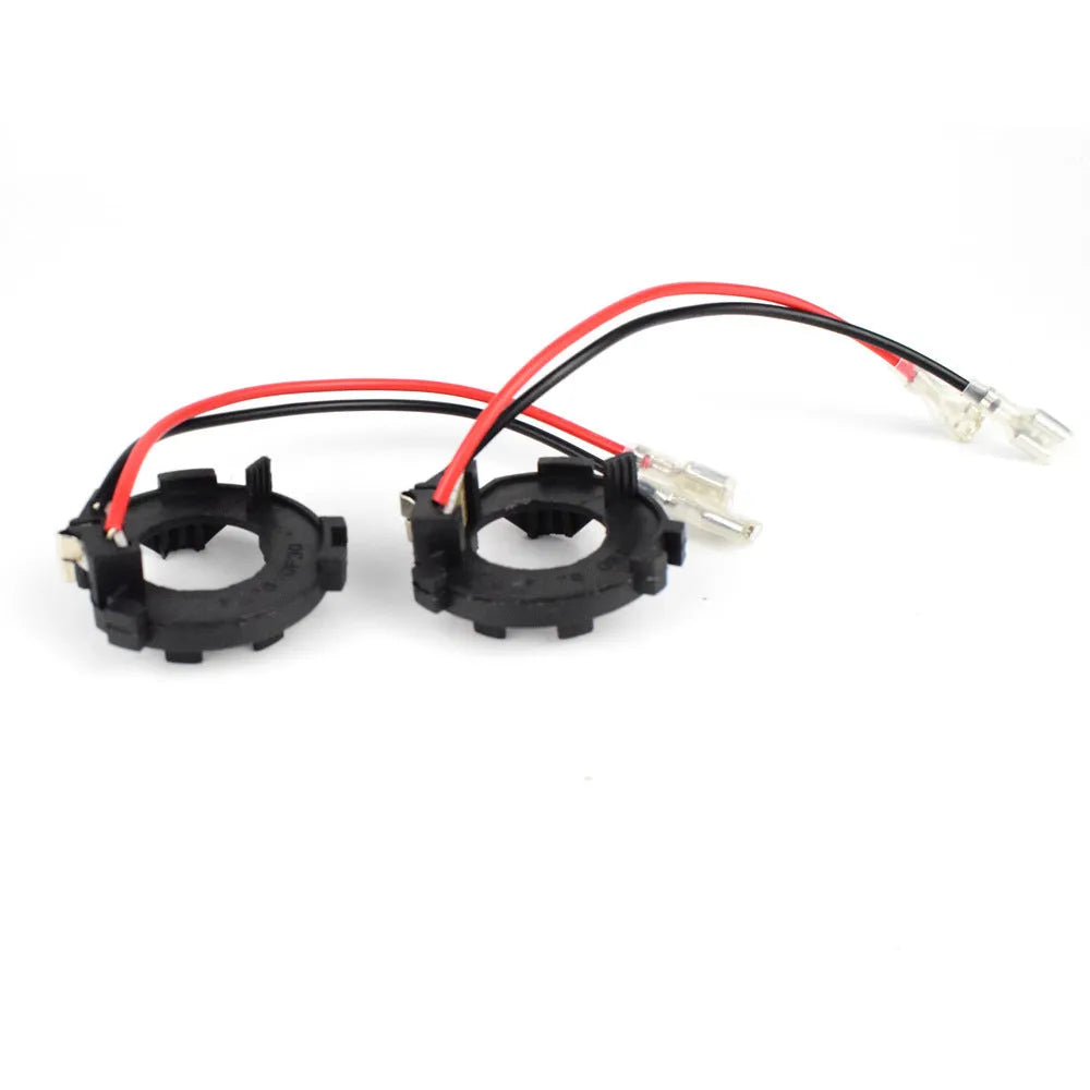 Black H7 LED headlight adapter bracket with copper wiring for Volkswagen Golf 5 and Jetta models