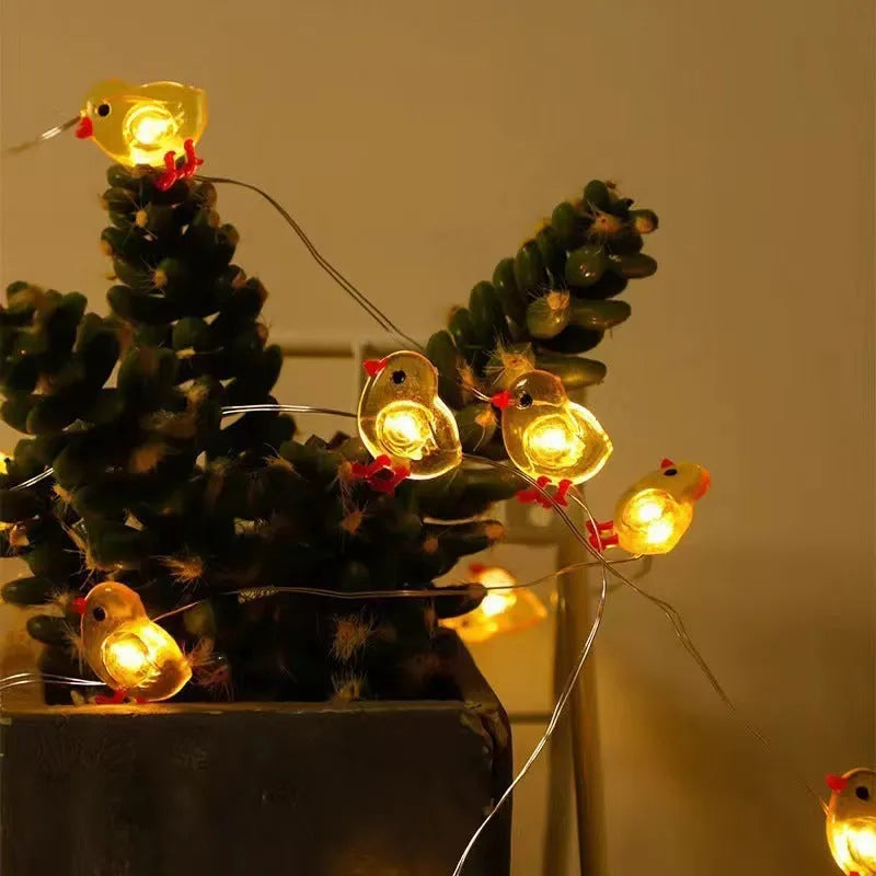 Carrot and rabbit shaped Easter LED string lights with battery box and PVC shell, available in five colours