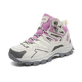 Hiking sneakers with flannel upper and rubber sole in colours black, grey, light brown, pink, purple