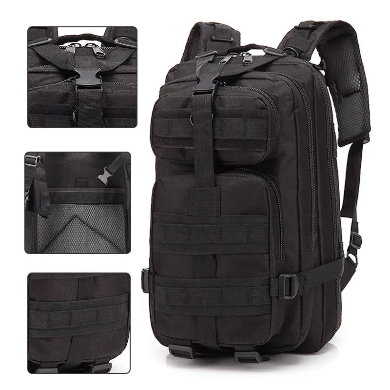 Off-road hiking backpack with air pillow belt system in khaki colour, showing 45cm height and wear-resistant Oxford cloth material