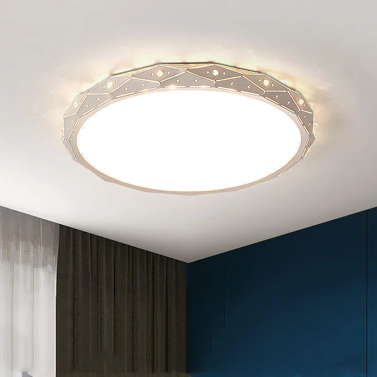 Round black and white LED ceiling light with iron frame in multiple sizes from 30cm to 60cm diameter