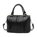 Women's leather vintage shoulder handbag in solid colour, available in wine red, khaki, black, or brown