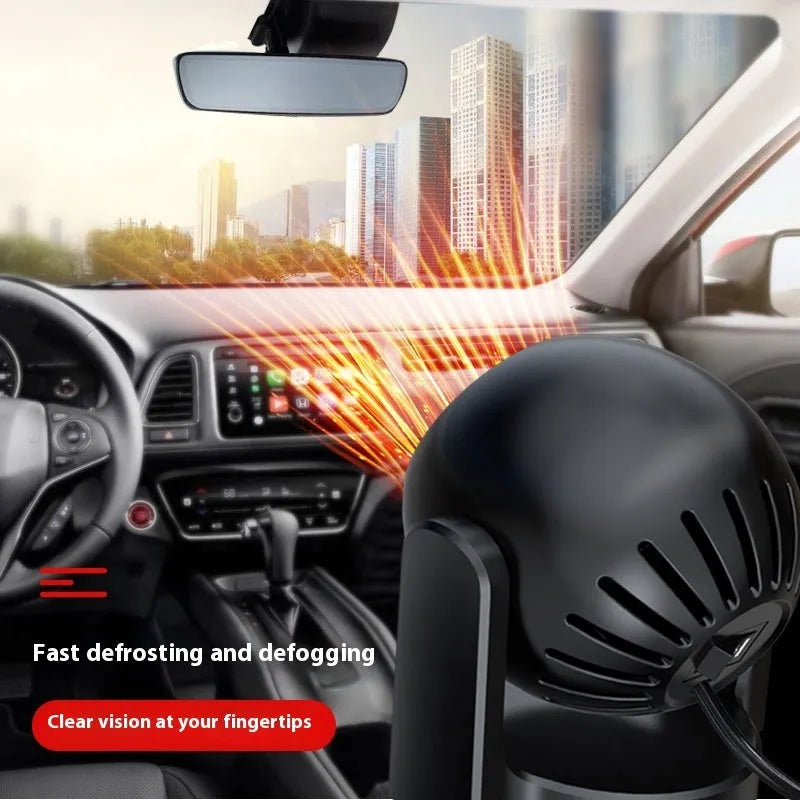 12V 120W car warm air blower heater in black or white, ABS casing, for defrosting and defogging in-car.