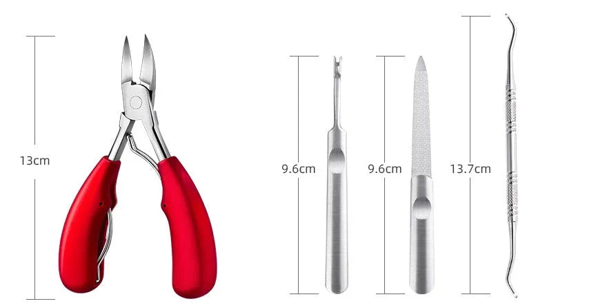 Stainless steel nail clippers with coloured ABS plastic handles in red, blue and black options
