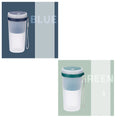 Blue portable blender electric juicer cup with USB cable, dimensions 7x7x19.5cm, 300ml capacity