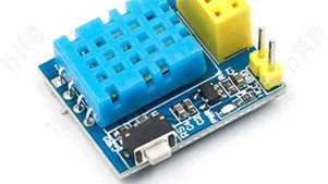 Compact WiFi node module with DHT11 temperature and humidity sensor measuring 25mm by 21mm