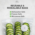 USB vacuum food saver kit with white electric pump and five plastic storage bags