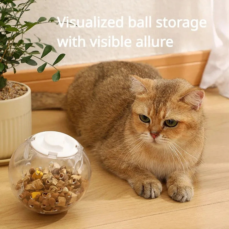 11.5cm clear plastic pet slow feeder ball for cats and dogs with food dispensing holes