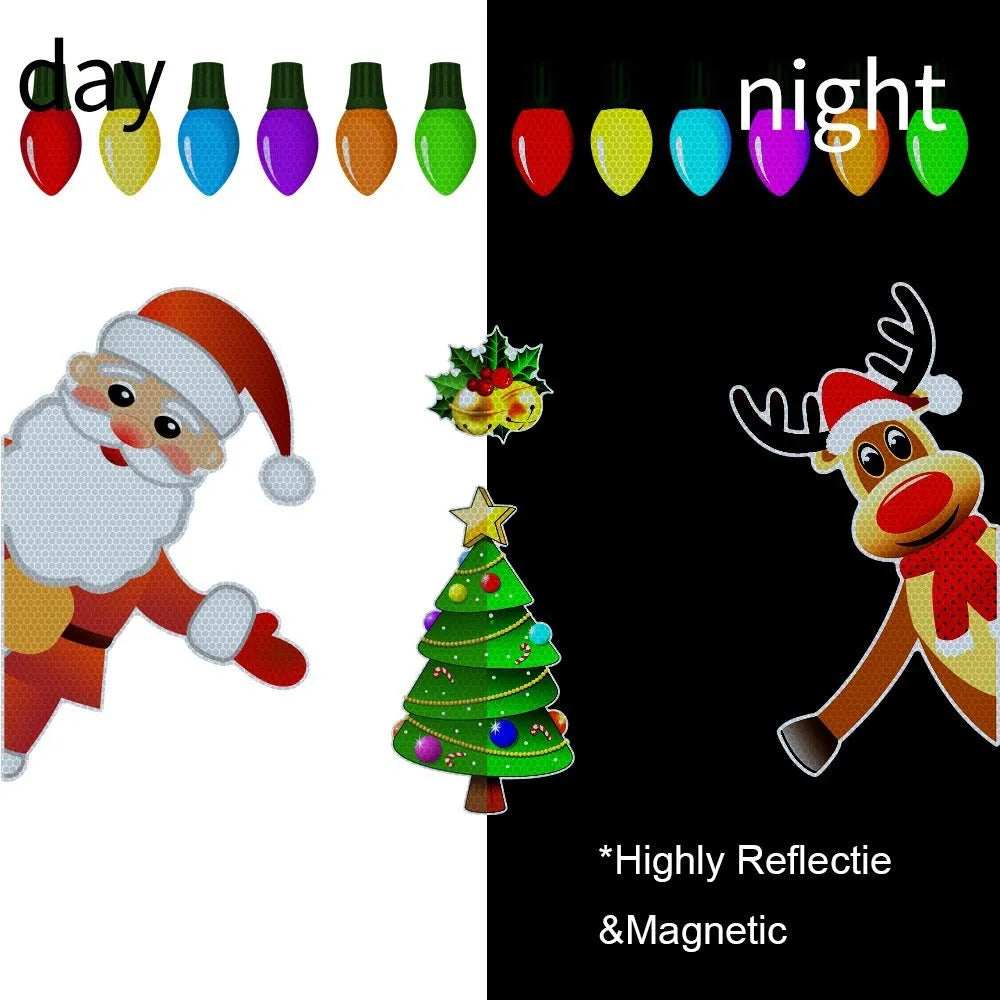 Christmas elk cartoon design magnetic car sticker with reflective threads