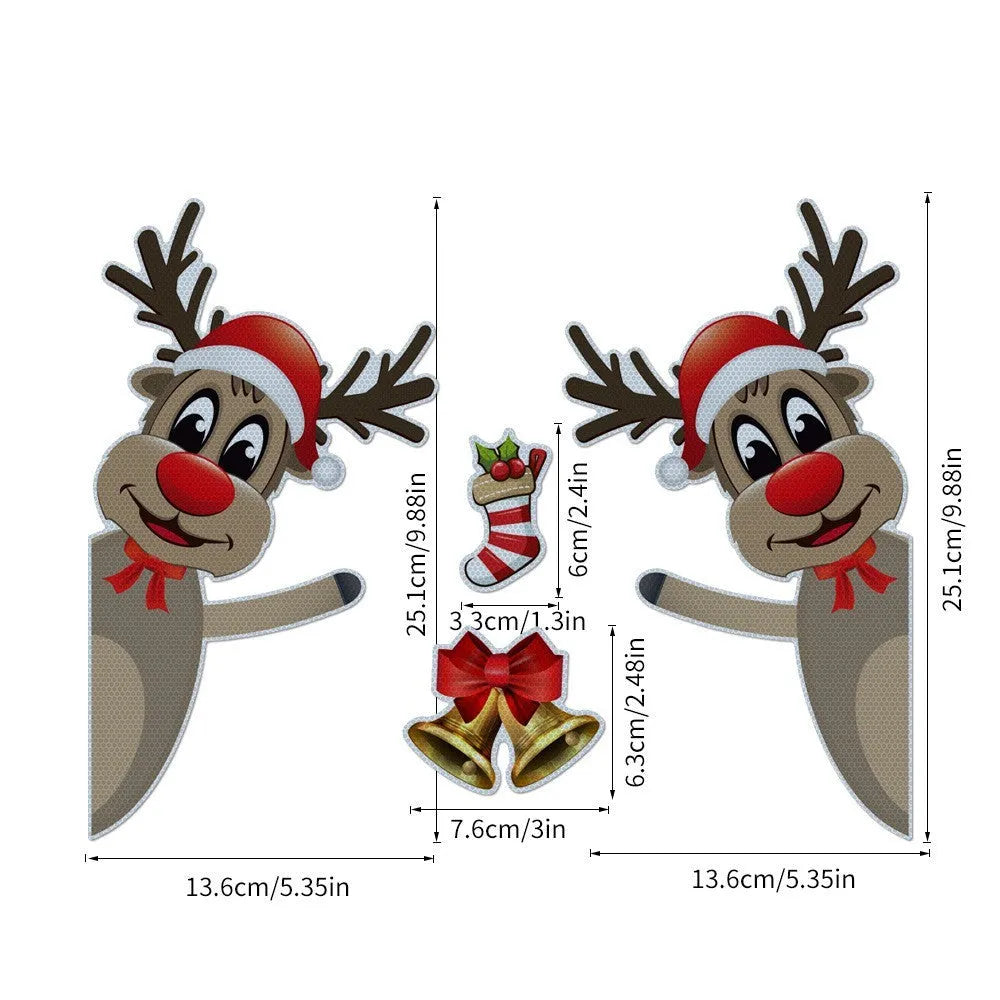 Christmas elk bell magnetic luminous reflective bumper stickers with cartoon design