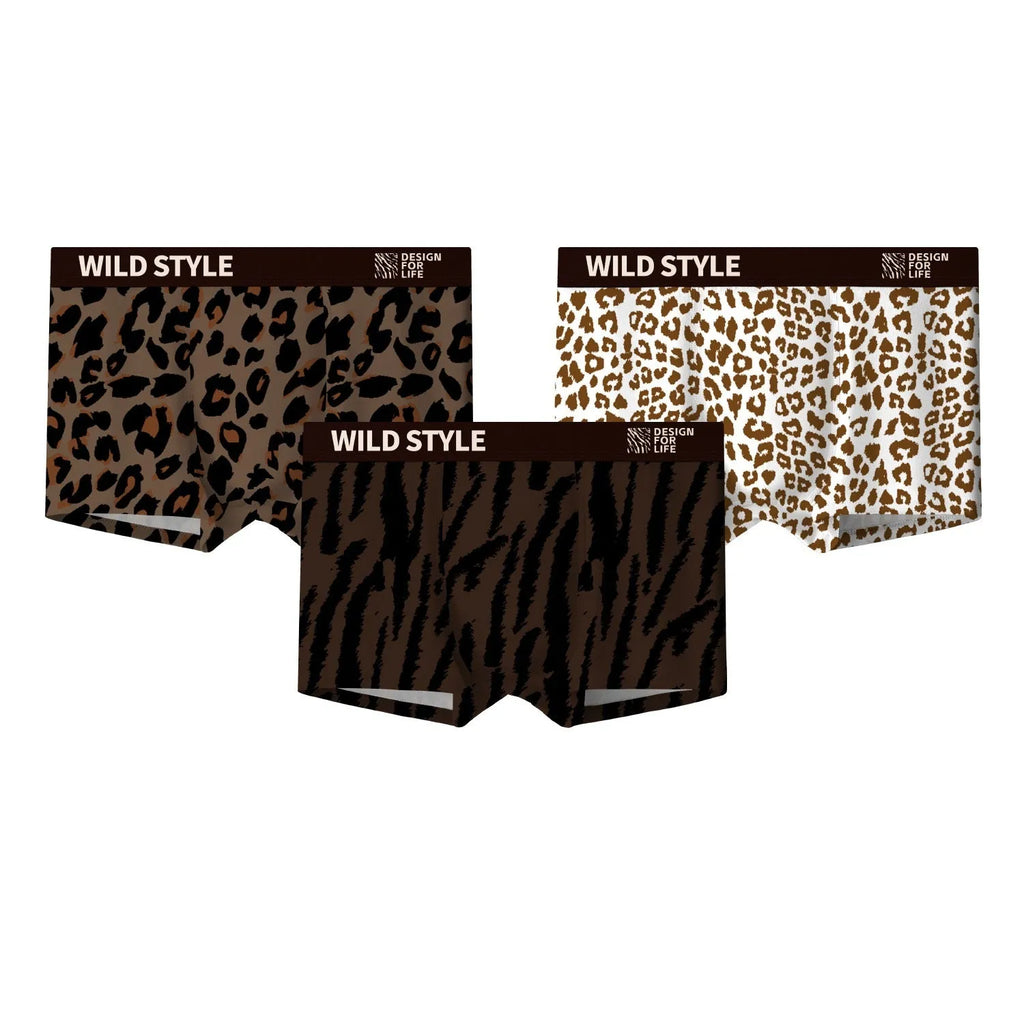 Men's leopard print pyjama trousers in lightweight ice silk polyester fabric.