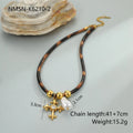 Geometric leopard pendant stainless steel necklace with gold plating on adjustable 41-50cm chain