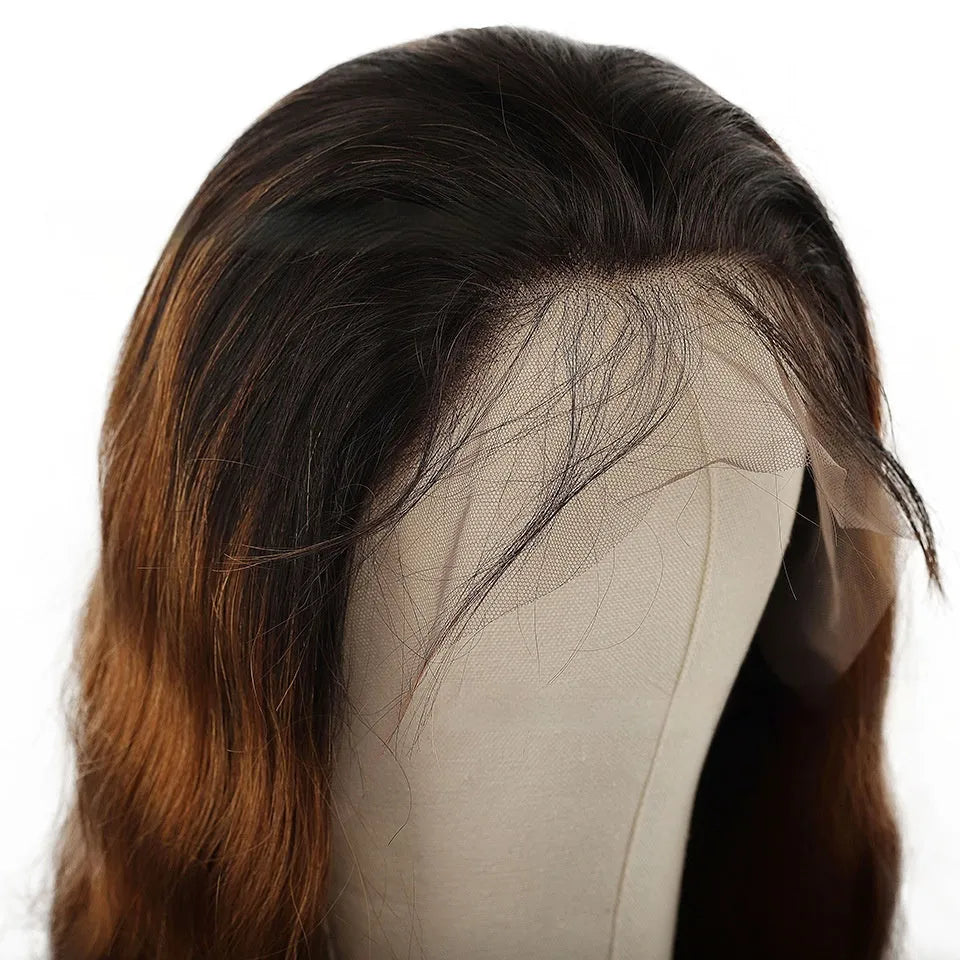 Real human hair gradient wig in Ruili style on a mannequin head, showcasing the lace front and length options.