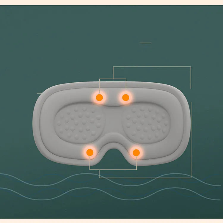 Portable eye SPA mask in green or pink with adjustable heating and vibration settings, showing 93mm by 200mm size