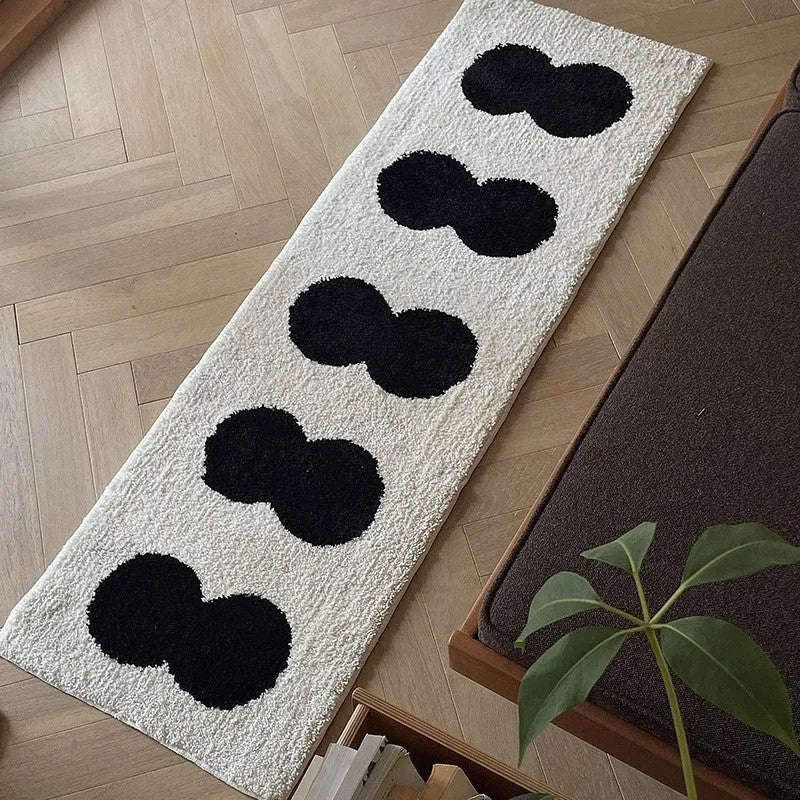 Flocking carpet long strip non-slip absorbent geometric pattern polyester 40x120cm 50x158cm