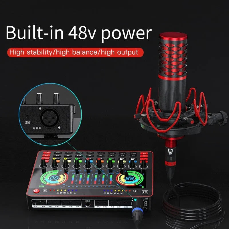 Singing Professional G4 sound card set with LCD display, 10 tuning knobs, and included microphone