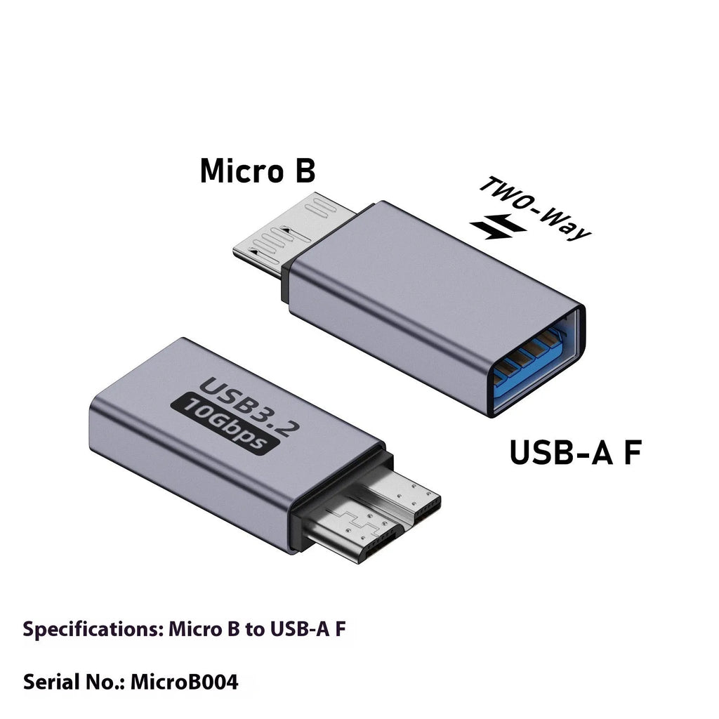 Micro USB B to USB Type-C and USB-A adapter converter for data and charging